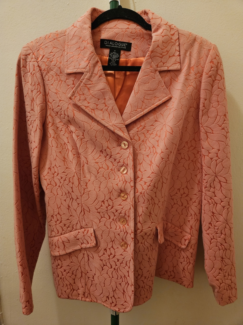 Dialogue Pink Coral Floral Jacquard Blazer